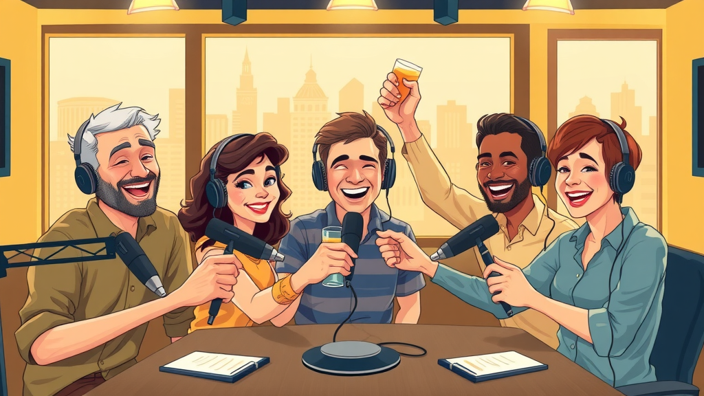 happy podcast team in baltimore podcast studio celebrating after recording, podcast studio rates Baltimore, landmarks view