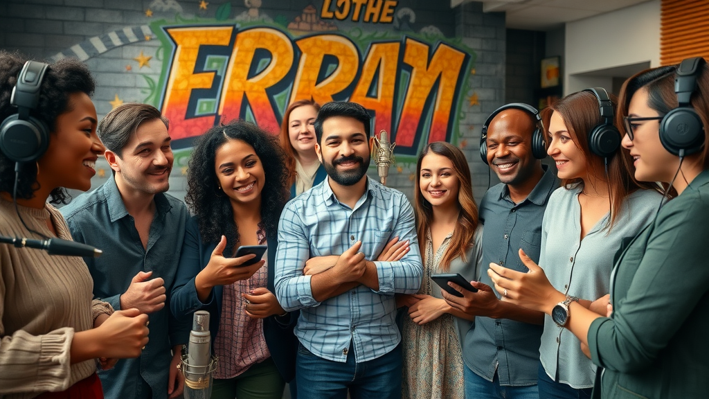 small business audio content diverse entrepreneurs team brainstorming podcasts audio ads