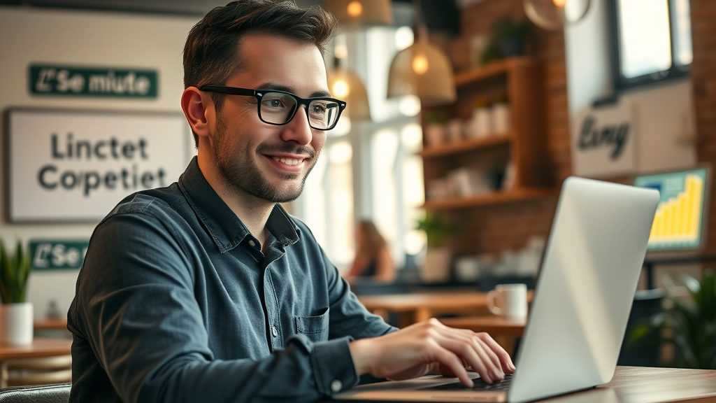 Small business owner in Baltimore reviewing digital marketing results