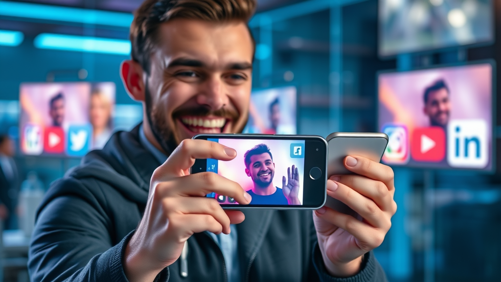 small business owner posting marketing video on social media, YouTube, Instagram, Facebook, LinkedIn, social media video marketing, video content, business video