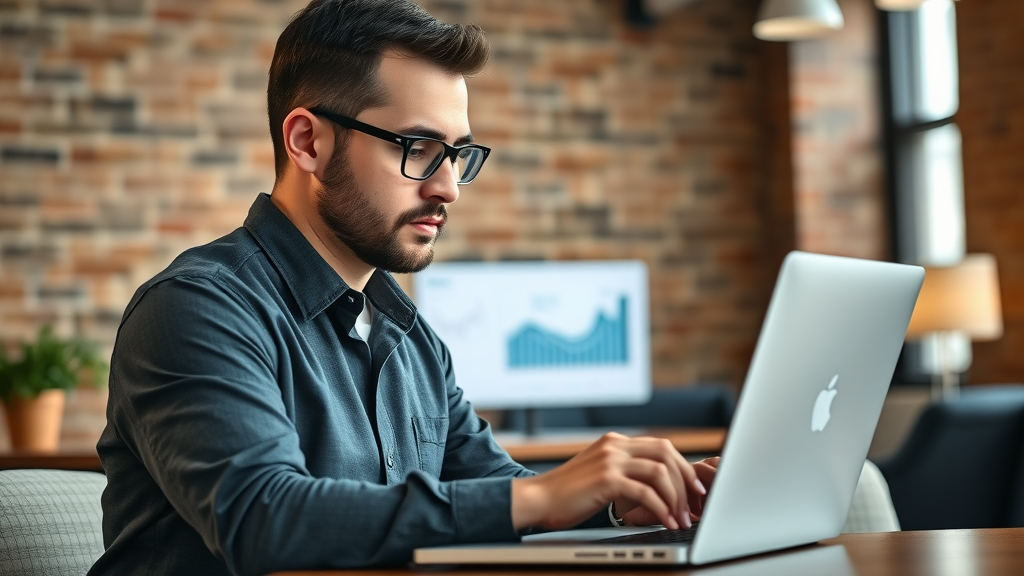 Marketing strategist reviewing analytics dashboard in Baltimore agency office - digital marketing agency Baltimore