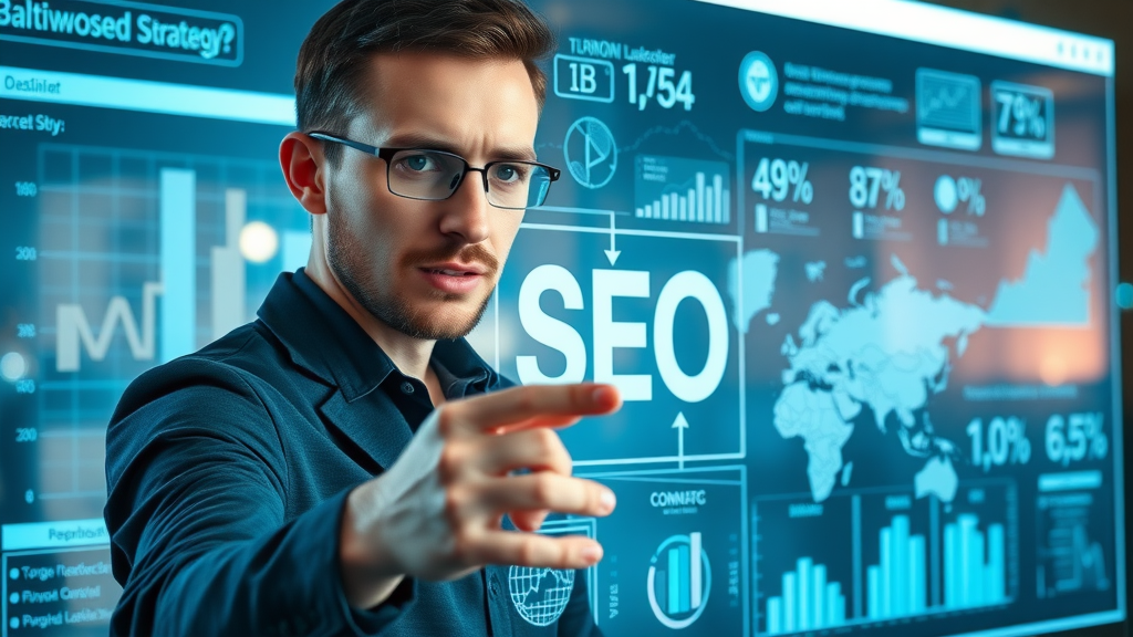 Baltimore marketer mapping local SEO strategies, visualizing digital marketing impact with analytic dashboards for search and content marketing optimization.