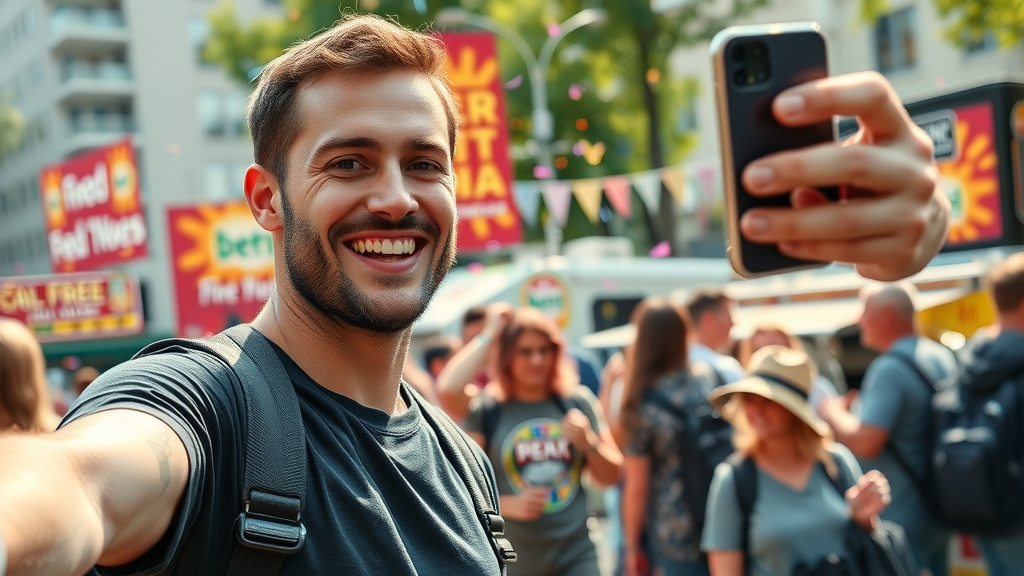 Baltimore influencer engaging with fans at a city festival, showing successful target audience baltimore social media engagement