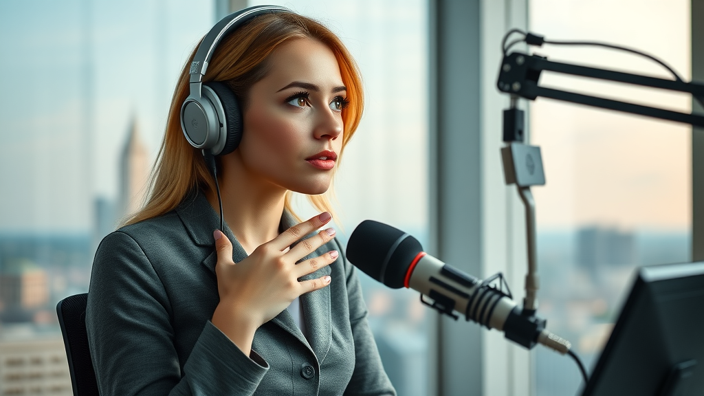 inspiring female entrepreneur shares advice on a baltimore entrepreneur podcast with city skyline in background