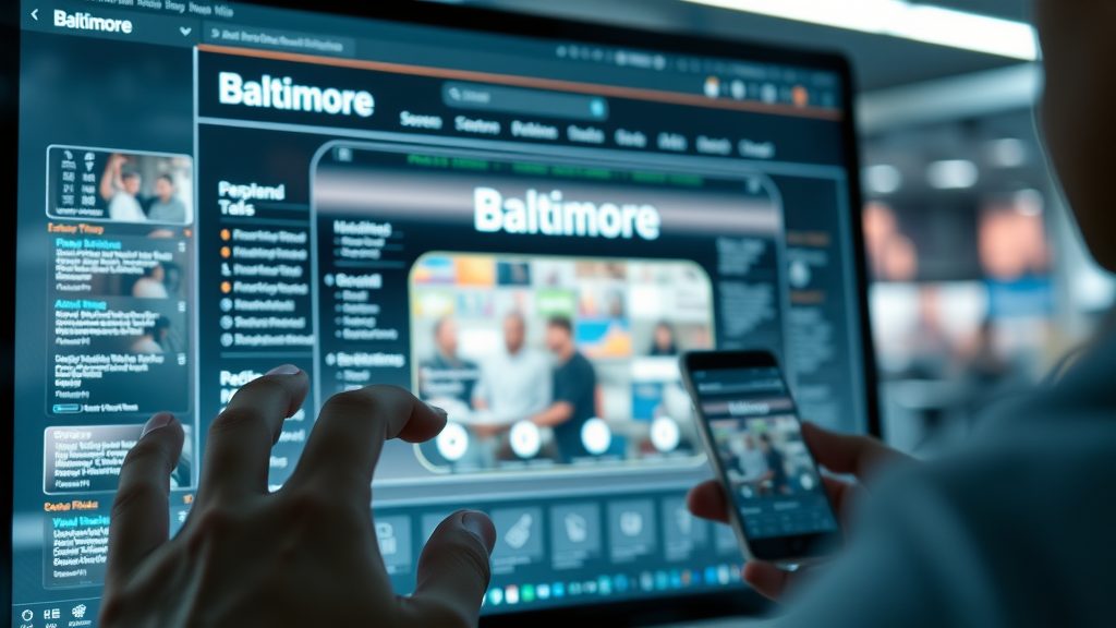 Sleek Baltimore business website, user-friendly digital storefront, web design and mobile views, digital navigation