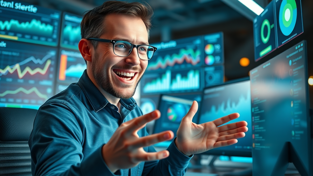 energetic marketing specialist analyzing SEO rankings and social media campaigns - search engine optimization digital marketing Baltimore