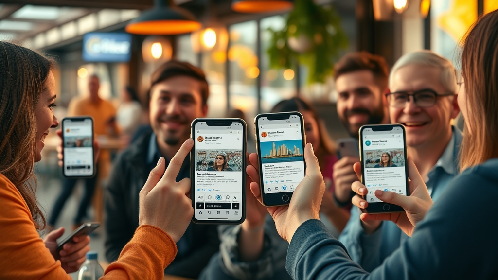 Vibrant social media campaigning sharing podcast teasers for podcast promotion strategies.