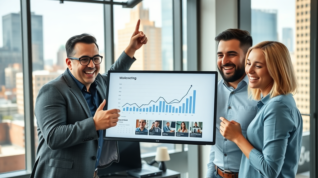 business team celebrating video marketing success in Baltimore