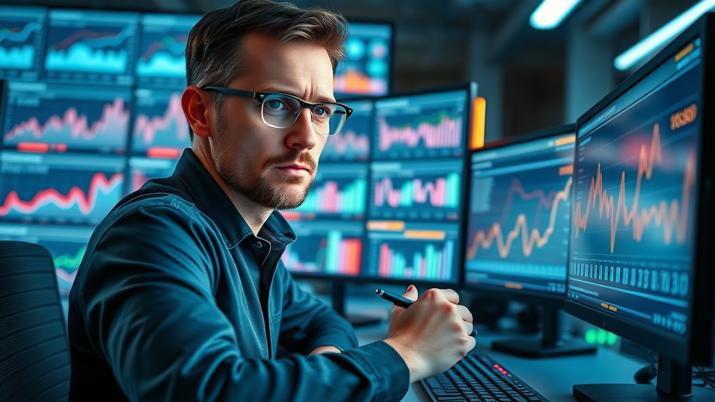 digital marketing analyst tracking search ranking analytics for local seo baltimore in a high-tech workspace