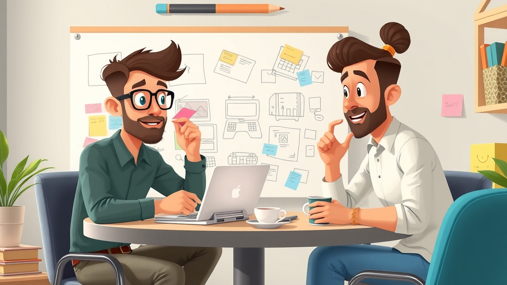 creative small business marketing team storyboarding a video, business video planning, explainer video, video script, collaborative team, cozy office, pastel colors