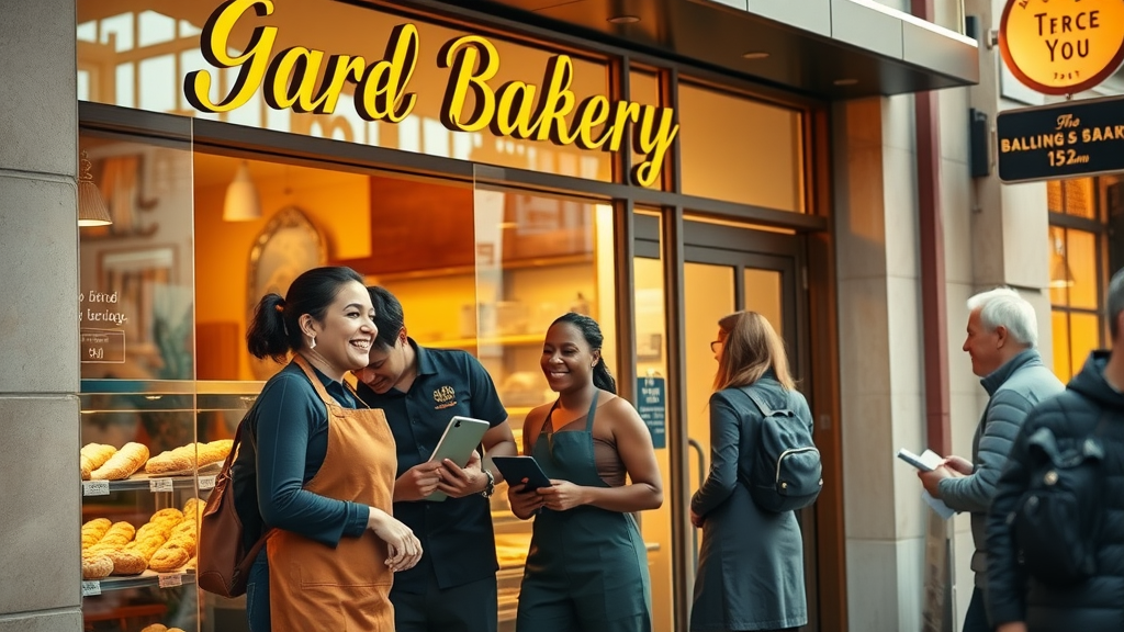 digital branding bakery Baltimore, successful storefront, happy staff and customers