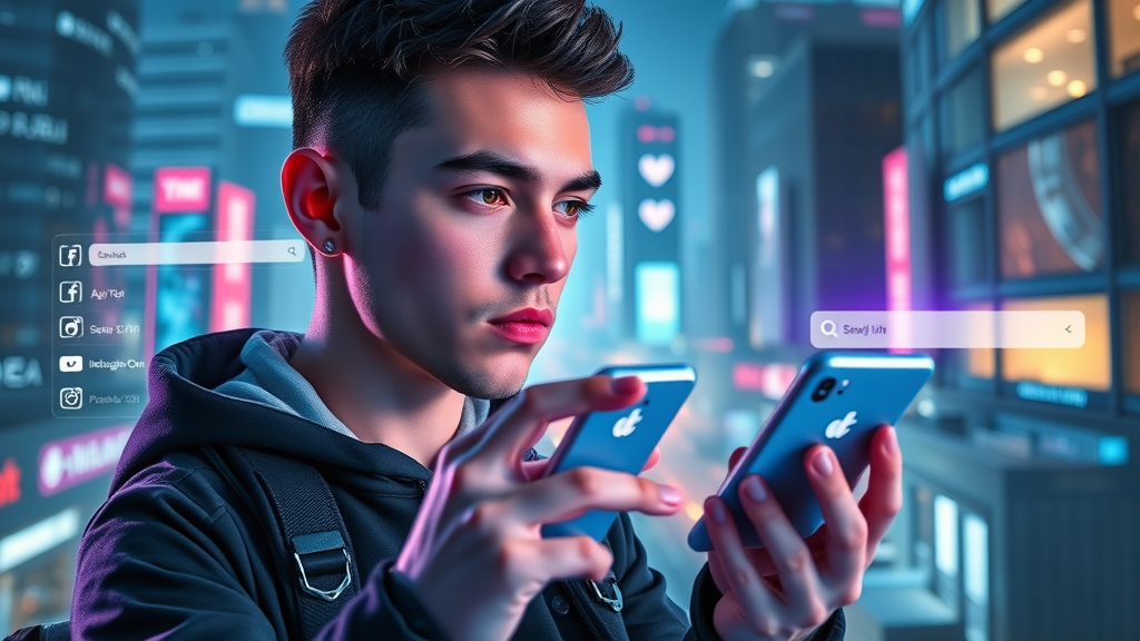tech-savvy Gen Z user browsing TikTok and Instagram search, social search engine trends 2024
