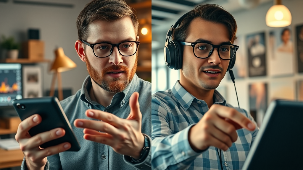 dynamic comparison of small business video marketing and traditional advertising, business video, social media marketing, side by side digital and print ads