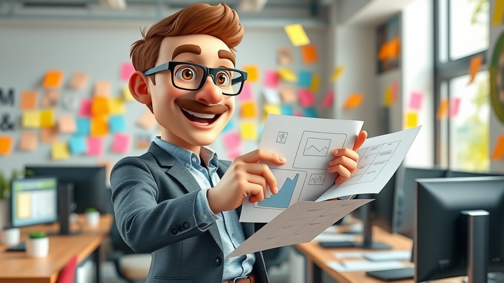 creative marketer sketching storyboards for business video campaign contemporary workspace