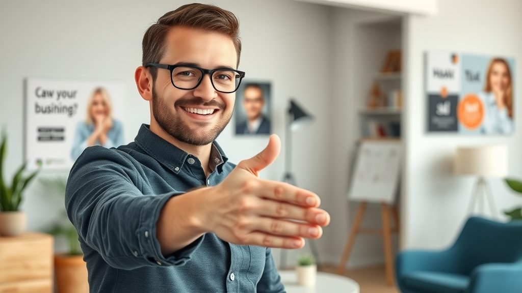 Empowering small business owner welcoming first branding video consultation - build trust branding videos