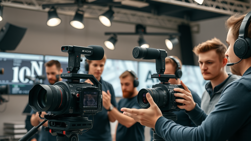 early light media video production team filming in Baltimore, corporate video production, studio environment