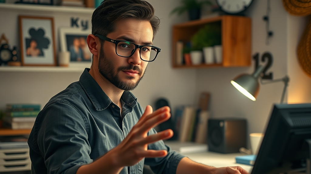 content creation for small businesses with DIY lighting, small office, video setup with props, desk lamps, natural atmosphere