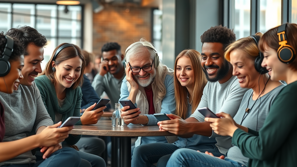 baltimore podcast marketing diverse listeners urban cafe demographic engagement headphones smartphones