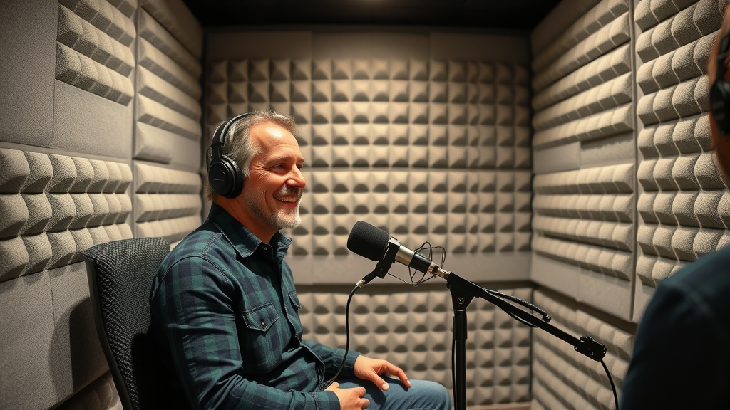 professional Baltimore podcast studio with acoustic foam soundproofing, podcast recording tips Baltimore