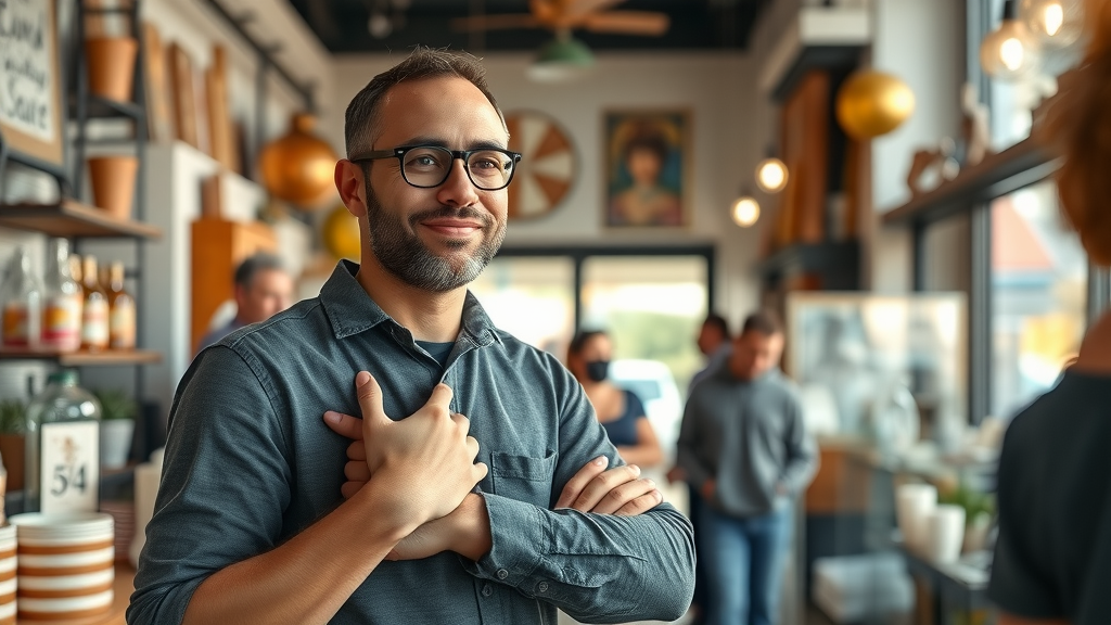 optimistic Baltimore entrepreneur inside a thriving shop, reaping benefits of local seo baltimore