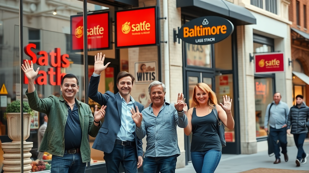 Baltimore retail and real estate business owners celebrating their revitalized store brands and signage—signature moves in effective brand strategy Baltimore